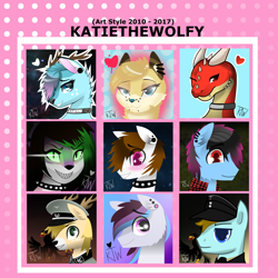 Size: 6000x6000 | Tagged: safe, artist:katiediamondysky, artist:katiethewolfie, oc, oc only, oc:blut.eisen, oc:katiediamondsky, deer, dragon, pony, wolf, absurd resolution, commission, date:2010, date:2017, katiethewolfie, katiethewolfy, profile picture