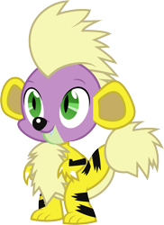 Size: 1001x1375 | Tagged: safe, artist:cloudyglow, spike, dragon, clothes, cosplay, costume, growlithe, pokémon, simple background, smiling, solo, transparent background, vector