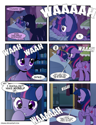 Size: 1275x1650 | Tagged: safe, artist:dsana, twilight sparkle, twilight sparkle (alicorn), alicorn, pony, comic:a moment in time, comic, crib, female, filly, filly twilight sparkle, implied spike, self ponidox, twilight's canterlot home, younger