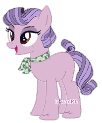 Size: 325x394 | Tagged: safe, artist:charopl, oc, oc only, earth pony, pony, female, mare, offspring, open mouth, parent:cheese sandwich, parent:pinkie pie, parents:cheesepie, simple background, smiling, solo, standing, transparent background