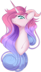 Size: 701x1243 | Tagged: safe, artist:clefficia, oc, oc only, oc:loli floss, dracony, hybrid, art trade, female, gradient mane, horn, mare, simple background, smiling, transparent background