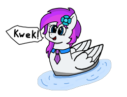 Size: 1700x1300 | Tagged: safe, artist:lionheart, oc, oc only, oc:lavanda, duck pony, pegasus, pony, behaving like a bird, doodle, flower, happy, necktie, water