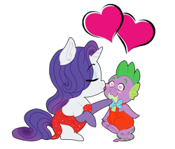 Size: 1293x1101 | Tagged: safe, artist:miyathegoldenflower, rarity, spike, dragon, pony, unicorn, female, jessica rabbit, kiss on the cheek, kissing, lipstick, male, roger rabbit, shipping, size difference, sparity, straight, who framed roger rabbit