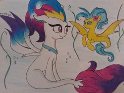 Size: 1024x768 | Tagged: safe, princess skystar, queen novo, seapony (g4), my little pony: the movie, traditional art