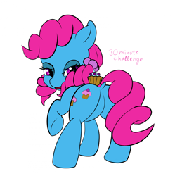 Size: 1280x1284 | Tagged: safe, artist:xbi, cup cake, pony, 30 minute art challenge, chiffon swirl, cupcake, featureless crotch, food, looking at you, plot, simple background, white background