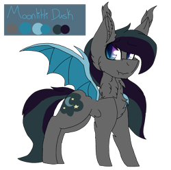 Size: 2221x2200 | Tagged: safe, artist:brokensilence, oc, oc only, oc:moonlitti dusk, bat pony, pony, bat pony oc, fangs, female, mare, reference sheet, scrunchy face, solo