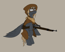 Size: 2362x1890 | Tagged: safe, artist:crazeguy, derpibooru exclusive, oc, oc only, pegasus, pony, fallout equestria, cloak, clothes, goggles, gun, weapon