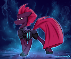 Size: 1600x1309 | Tagged: safe, artist:dangercloseart, tempest shadow, pony, unicorn, my little pony: the movie, broken horn, female, looking at you, looking back, mare, plot, solo