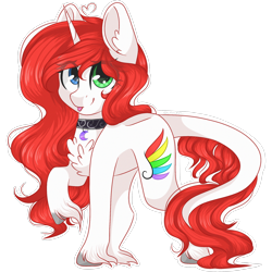 Size: 2048x2048 | Tagged: safe, artist:cinnamontee, oc, oc only, oc:midnight feather, classical unicorn, pony, unicorn, chest fluff, female, gift art, heterochromia, leonine tail, looking at you, mare, raised hoof, simple background, smiling, solo, tongue out, transparent background, unshorn fetlocks