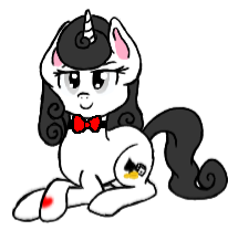 Size: 206x227 | Tagged: safe, artist:binkyt11, derpibooru exclusive, oc, oc only, oc:missy fortune, pony, bowtie, female, mare, old art is old, prone, simple background, solo, transparent background