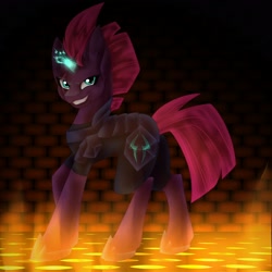 Size: 2800x2800 | Tagged: safe, artist:sesiliaart, tempest shadow, pony, unicorn, my little pony: the movie, broken horn, evil grin, female, grin, mare, smiling, solo