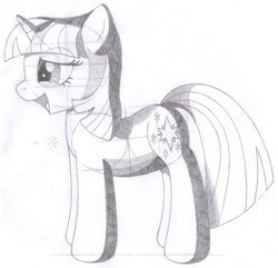 Size: 1332x1283 | Tagged: safe, artist:aafh, twilight sparkle, unicorn, monochrome, solo, traditional art