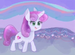 Size: 1280x936 | Tagged: safe, artist:twico, sweetie belle, unicorn, cute, female, filly, smiling, solo