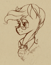 Size: 647x829 | Tagged: safe, artist:skrapbox, mayor mare, earth pony, pony, bust, portrait, smiling, solo, traditional art