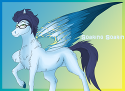 Size: 3944x2870 | Tagged: safe, artist:neonaarts, soarin', pony, glasses, soaring soarin, wing brace