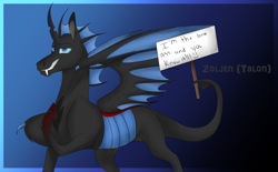 Size: 3700x2300 | Tagged: safe, artist:neonaarts, oc, oc only, oc:talon, changeling, hybrid, blue changeling, changeling oc, solo