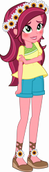 Size: 5500x19326 | Tagged: safe, alternate version, artist:crimsumic, gloriosa daisy, equestria girls, legend of everfree, .svg available, absurd resolution, blushing, floral head wreath, flower, flower in hair, freckles, simple background, solo, transparent background, vector