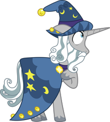 Size: 4145x4596 | Tagged: safe, artist:frownfactory, star swirl the bearded, unicorn, shadow play, .svg available, beard, bells, cape, clothes, facial hair, hat, male, simple background, solo, stallion, svg, transparent background, vector, wizard hat