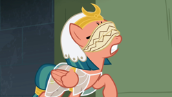 Size: 1920x1080 | Tagged: safe, screencap, somnambula, pegasus, pony, daring done?, blindfold, solo