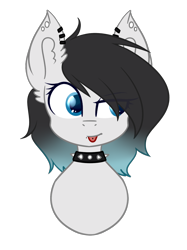 Size: 1076x1440 | Tagged: safe, artist:despotshy, oc, oc only, oc:masha, earth pony, pony, bust, choker, female, mare, portrait, simple background, solo, spiked choker, tongue out, transparent background