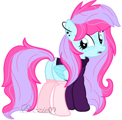 Size: 1024x1007 | Tagged: safe, artist:bezziie, oc, oc only, oc:strawberry pie, pegasus, pony, clothes, female, mare, plot, simple background, socks, solo, sweater, transparent background