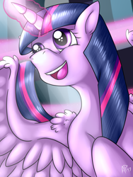 Size: 1024x1365 | Tagged: safe, artist:heart-of-a-dragoness, twilight sparkle, twilight sparkle (alicorn), alicorn, pony, cute, female, mare, open mouth, smiling, solo, twiabetes