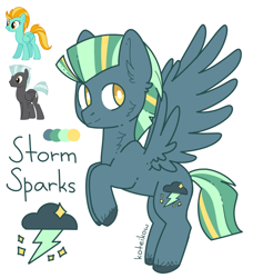 Size: 870x956 | Tagged: safe, artist:fusionsofponies, artist:koteikow, lightning dust, thunderlane, oc, pegasus, pony, fusion