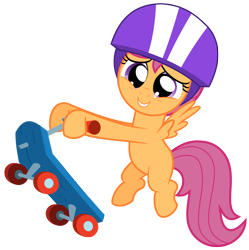 Size: 6787x6821 | Tagged: safe, artist:greenmachine987, scootaloo, pegasus, pony, sleepless in ponyville, absurd resolution, cute, cutealoo, female, filly, helmet, scooter, simple background, solo, transparent background