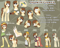 Size: 2459x1947 | Tagged: safe, artist:stuflox, oc, oc only, oc:drawingamer, crystal pony, pegasus, pony, equestria girls, :c, clothes, crystallized, equestria girls-ified, female, frown, hat, mare, reference sheet, scarf, snow cap, socks, solo, top hat