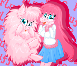 Size: 2100x1800 | Tagged: safe, artist:geraritydevillefort, oc, oc only, oc:fluffle puff, pony, equestria girls, clothes, cute, equestria girls-ified, female, human ponidox, looking at you, mare, self ponidox, skirt, smiling, sweater, tongue out