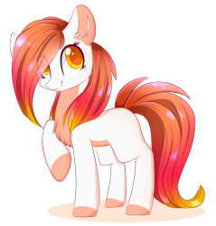 Size: 1024x1071 | Tagged: safe, artist:little-sketches, oc, oc only, oc:fire, earth pony, pony, cute, female, mare, ocbetes, raised hoof, simple background, solo, transparent background