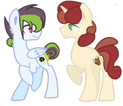 Size: 992x860 | Tagged: safe, artist:heart-magic-mlp, artist:xxparadoxponyxx, oc, oc only, oc:acid rain, oc:seedy cider, pony, base used, duo, next generation, offspring, parent:applejack, parent:flim, parent:rainbow dash, parent:soarin', parents:flimjack, parents:soarindash