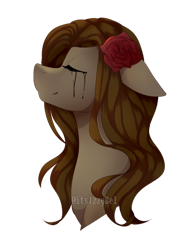 Size: 1024x1319 | Tagged: safe, artist:itsizzybel, oc, oc only, earth pony, pony, black tears, bust, female, floppy ears, mare, portrait, simple background, solo, transparent background