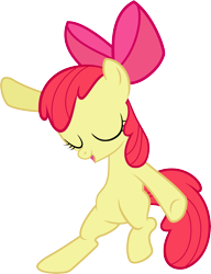 Size: 6145x8000 | Tagged: safe, artist:floppychiptunes, apple bloom, earth pony, pony, the show stoppers, 2010s, 2012, absurd resolution, bipedal, dancing, eyes closed, female, filly, simple background, solo, transparent background, vector
