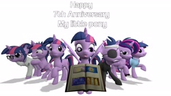 Size: 1920x1080 | Tagged: safe, artist:soad24k, sci-twi, twilight sparkle, twilight sparkle (alicorn), alicorn, equestria girls, 3d, alternate hairstyle, book, equestria girls outfit, future twilight, gmod, happy birthday mlp:fim, mlp fim's seventh anniversary, punklight sparkle, solid sparkle, source filmmaker, twilight snapple