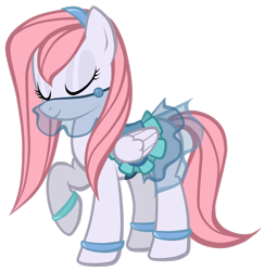 Size: 1024x1053 | Tagged: safe, artist:petraea, oc, oc only, oc:sarah, pegasus, pony, clothes, eyes closed, female, mare, raised hoof, simple background, solo, transparent background, vector, veil