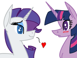 Size: 1024x768 | Tagged: safe, artist:parkerthepegasister, rarity, twilight sparkle, twilight sparkle (alicorn), alicorn, pony, unicorn, female, lesbian, rarilight, shipping