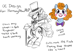 Size: 896x613 | Tagged: safe, artist:heart-of-stitches, oc, oc only, earth pony, pony, bowtie, cane, clothes, clown, female, hat, mare, solo, top hat