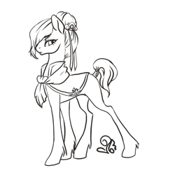 Size: 600x600 | Tagged: safe, artist:candasaurus, oc, oc only, earth pony, pony, female, mare, monochrome, sketch, solo, traditional art