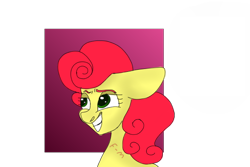 Size: 600x400 | Tagged: safe, artist:sodadoodle, derpibooru exclusive, strawberry sunrise, pegasus, pony, background pony, bust, female, floppy ears, gradient background, mare, portrait, simple background, smiling, solo, transparent background