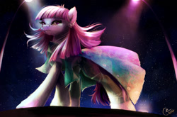 Size: 1105x729 | Tagged: safe, artist:yummiestseven65, glitter spritz, pony, honest apple, background pony, clothes, female, mare, modeling, solo, stage