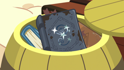 Size: 1920x1080 | Tagged: safe, screencap, uncommon bond, barrel, book, foreshadowing, no pony, starswirl's book