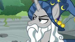 Size: 1920x1080 | Tagged: safe, screencap, star swirl the bearded, pony, unicorn, shadow play, glare, male, solo, stallion, unamused