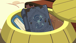 Size: 1920x1080 | Tagged: safe, screencap, uncommon bond, barrel, book, foreshadowing, no pony, starswirl's book