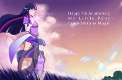 Size: 2000x1310 | Tagged: safe, artist:jonfawkes, twilight sparkle, human, clothes, happy birthday mlp:fim, humanized, mlp fim's seventh anniversary