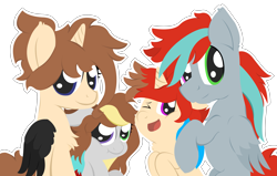 Size: 3797x2410 | Tagged: safe, artist:narmet, derpibooru exclusive, oc, oc only, oc:render blair, alicorn, pegasus, pony, black wings, family, simple background, transparent background, vector