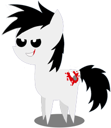 Size: 831x961 | Tagged: safe, artist:inkkirby, pony, jeff the killer, meme, pointy ponies, ponified, solo