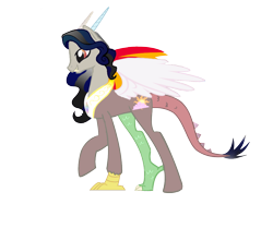 Size: 978x816 | Tagged: safe, artist:owl-parchment, oc, oc only, oc:cordia, hybrid, interspecies offspring, offspring, parent:discord, parent:princess celestia, parents:dislestia, simple background, transparent background