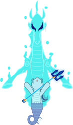 Size: 1525x2598 | Tagged: safe, artist:andrevus, sonata dusk, merpony, seahorse, siren, elemental, ponified, simple background, solo, spell, transparent background, trident, water elemental, weapon