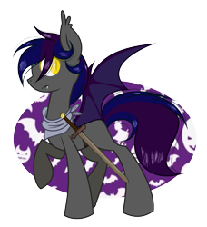 Size: 2289x2505 | Tagged: safe, artist:girlpowergeneration, oc, oc only, bat pony, pony, bat pony oc, female, high res, mare, simple background, solo, sword, transparent background, weapon